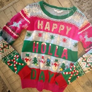 No Boundaries Festive Sweater - Pink, Green, Red